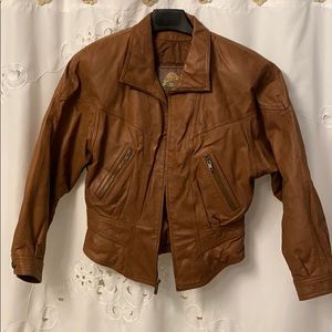 Leather bomber jacket